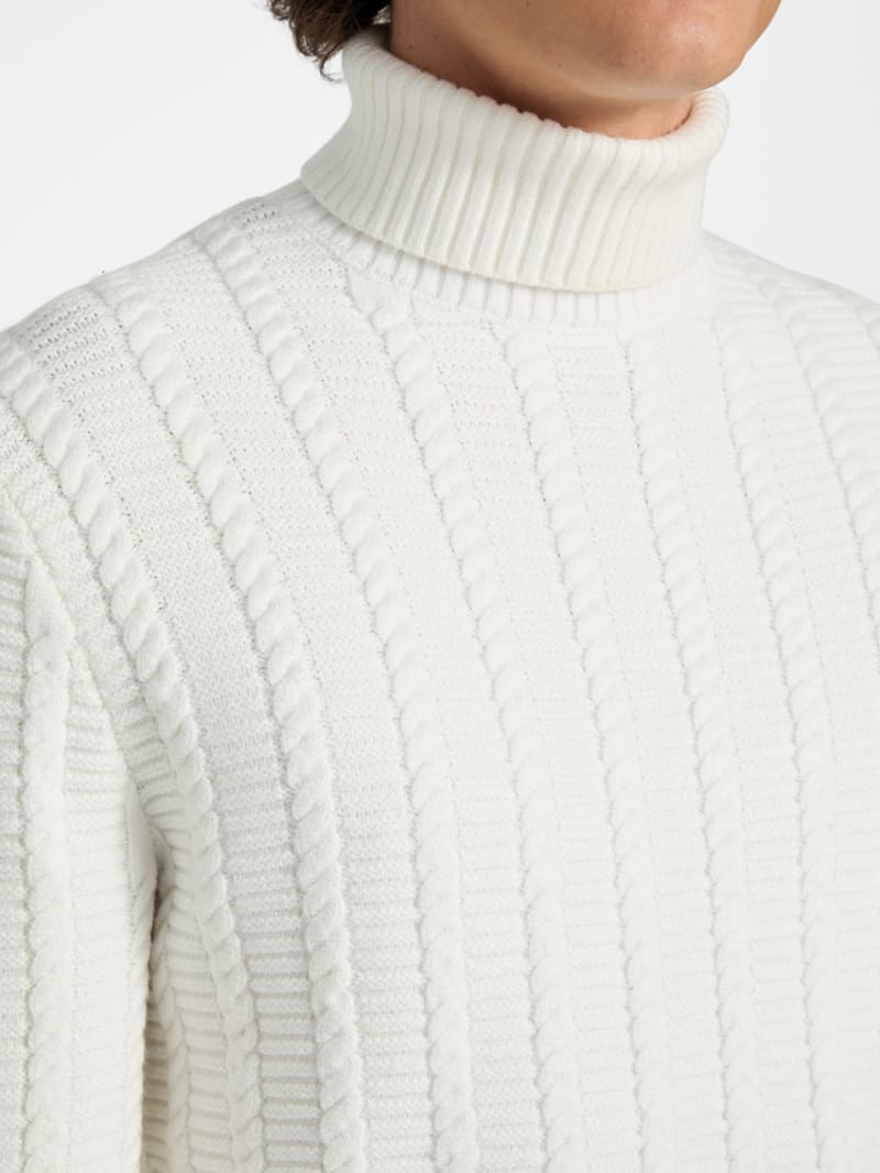 Eco Brandon Cable-Knit Turtleneck Sweater