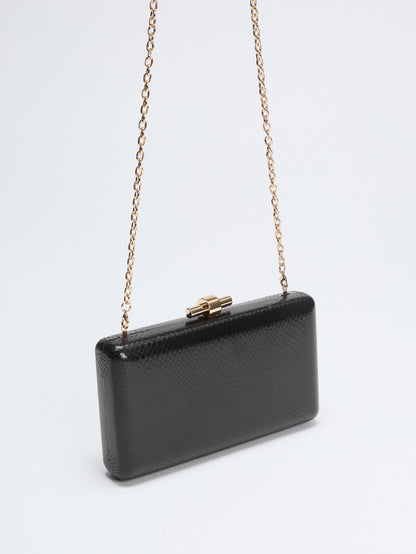 Gold-Tone Python Clutch