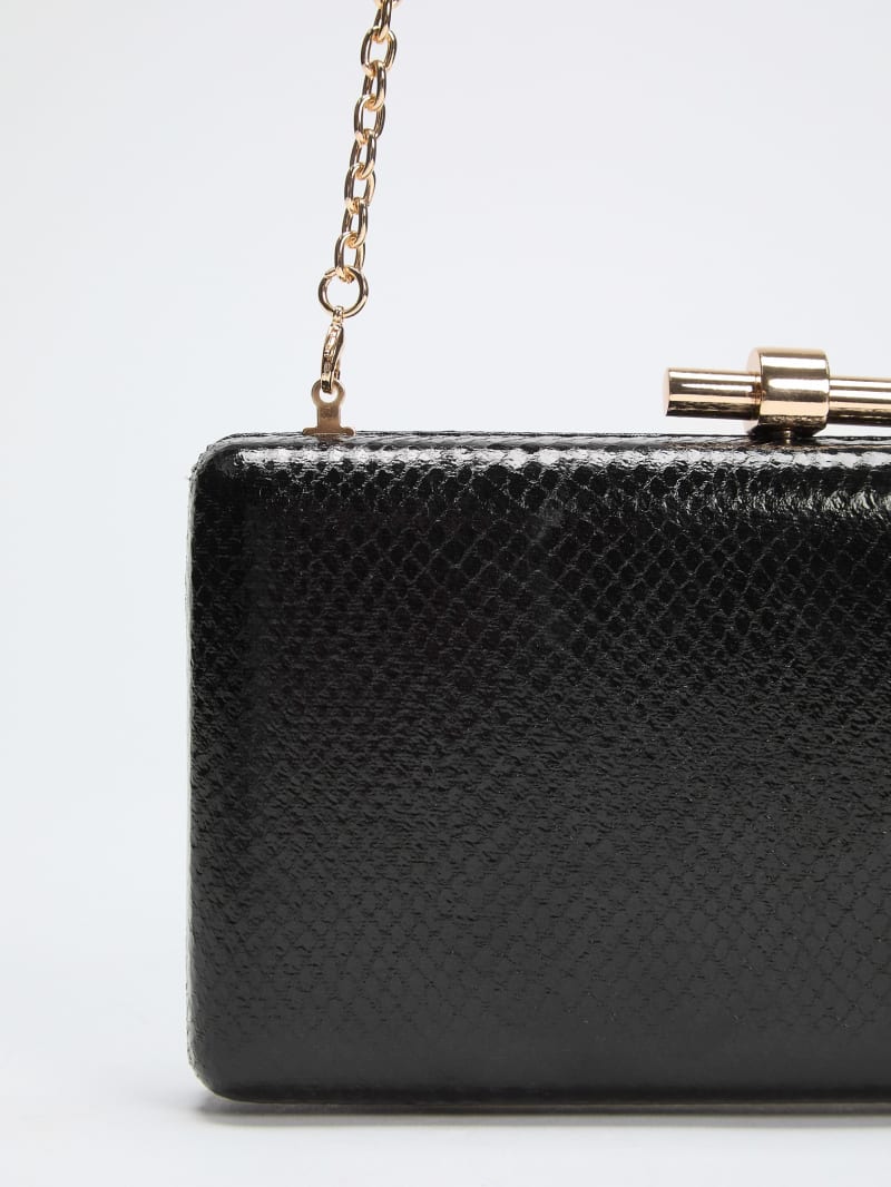 Gold-Tone Python Clutch