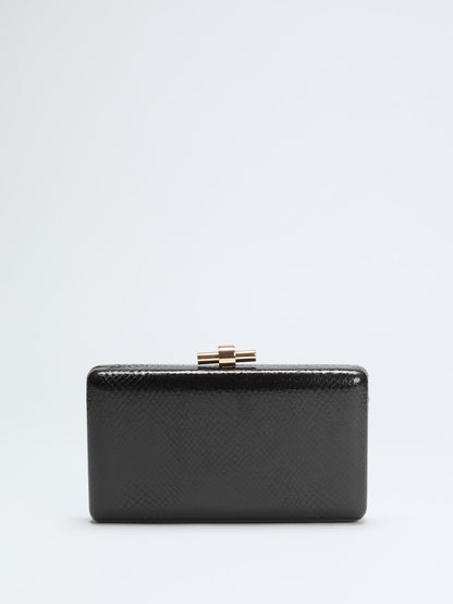 Gold-Tone Python Clutch