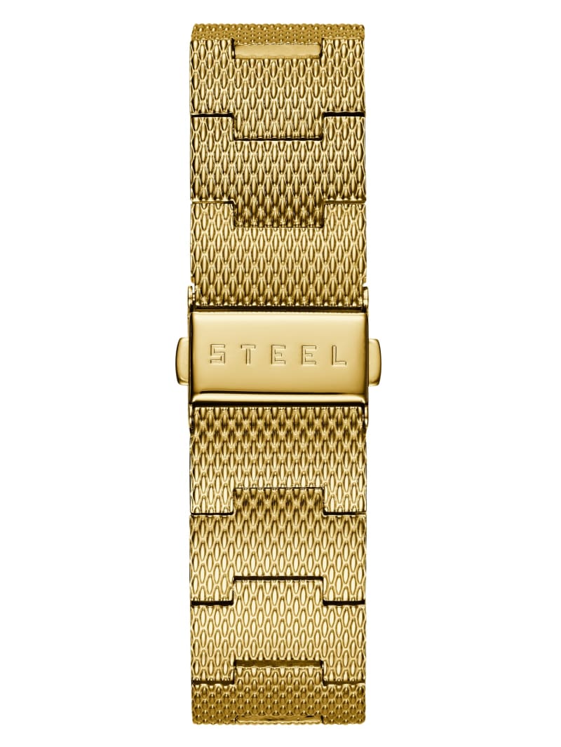 Gold-Tone Slim Mesh Diamond Watch