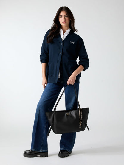 Embroidered logo cardigan