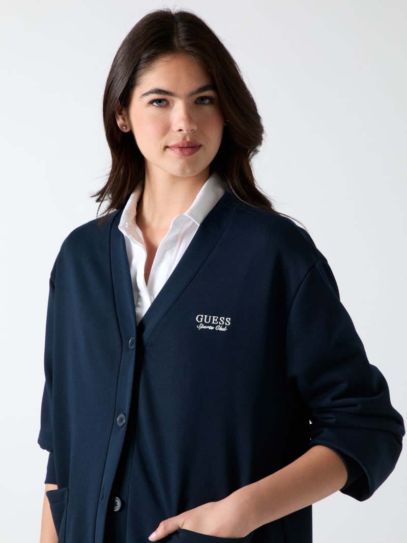Embroidered logo cardigan