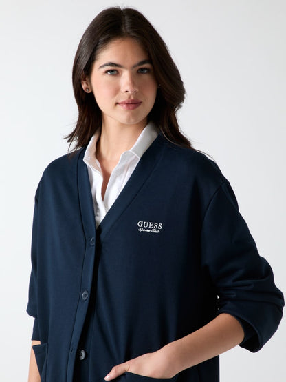 Embroidered logo cardigan