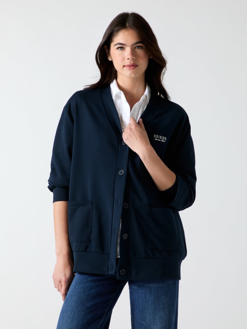 Embroidered logo cardigan