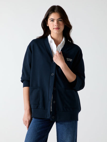 Embroidered logo cardigan