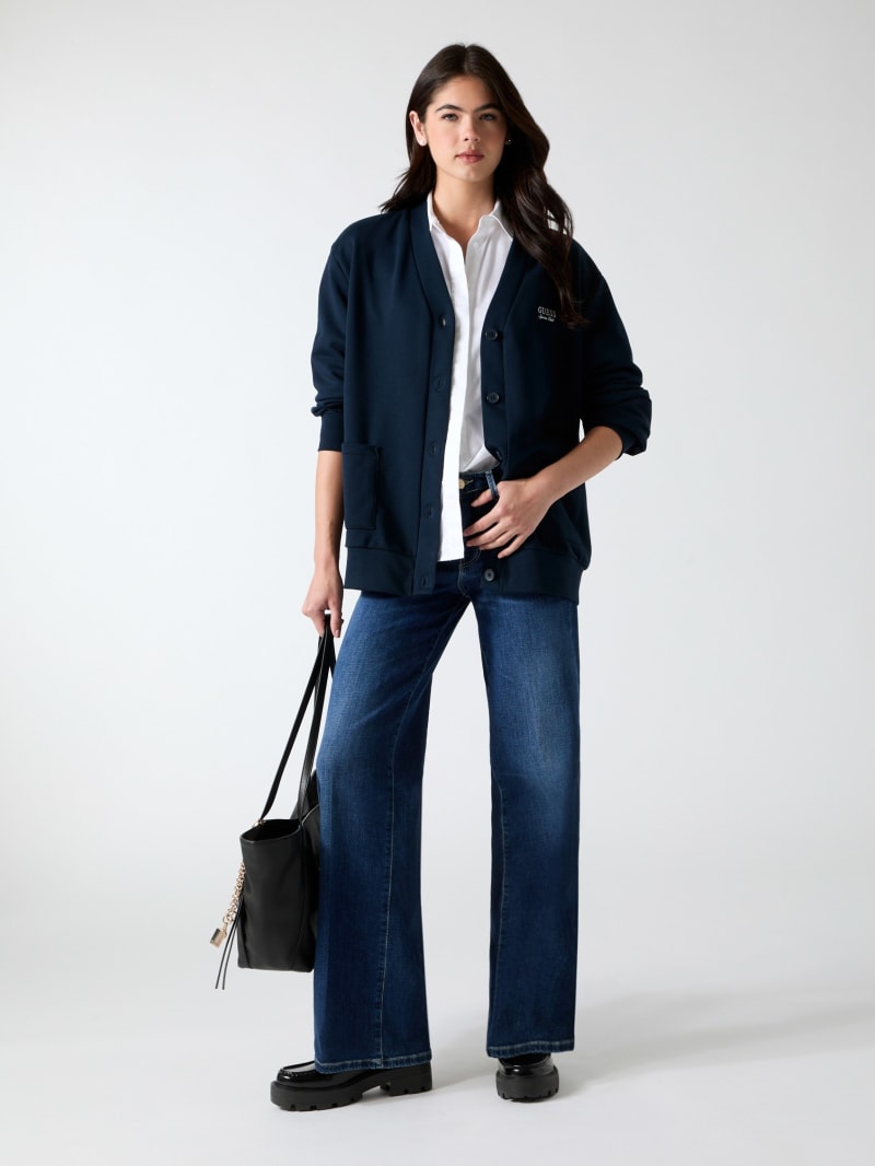 Embroidered logo cardigan