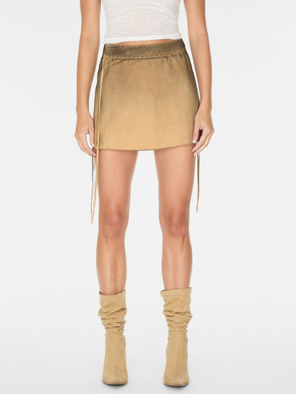 washed suede skirt