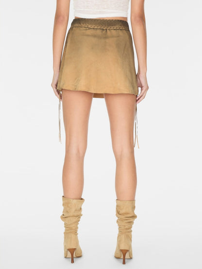 washed suede skirt