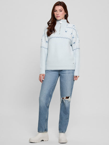 Half-Zip Wool-Blend Pullover Sweater