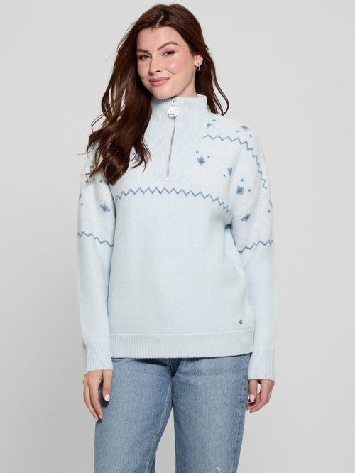 Half-Zip Wool-Blend Pullover Sweater