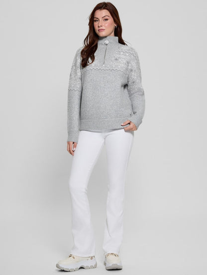 Half-Zip Wool-Blend Pullover Sweater