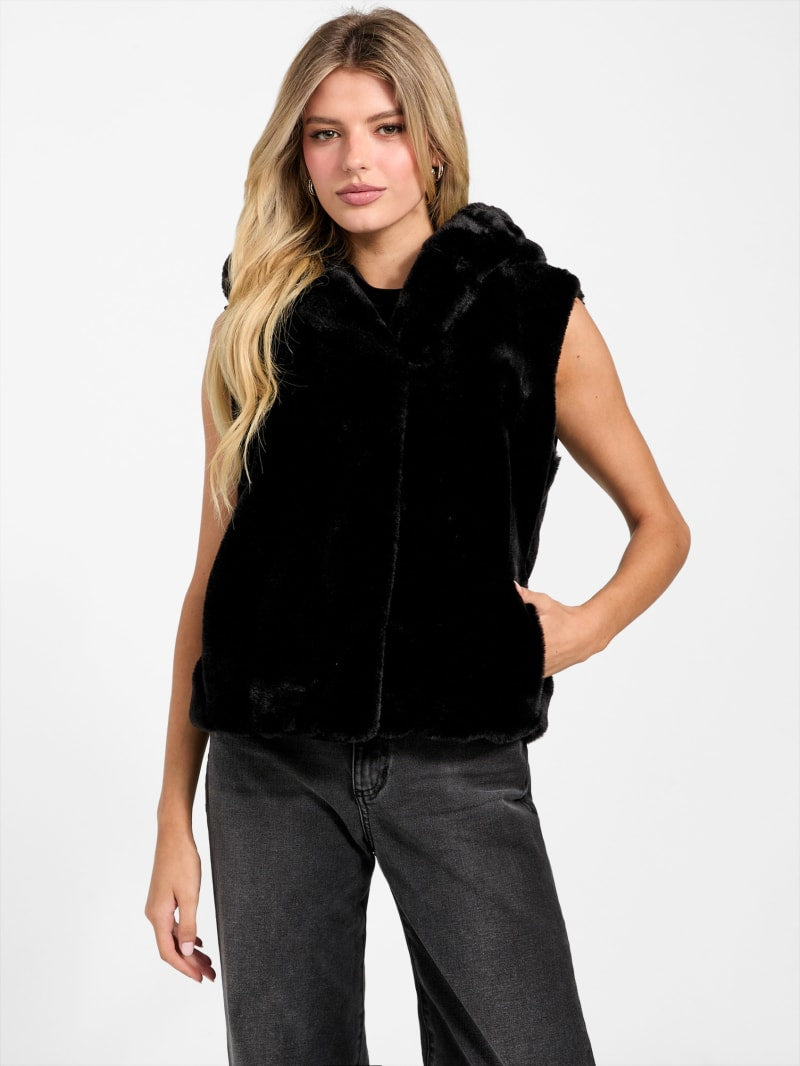 Sophy Hooded Faux-Fur Vest