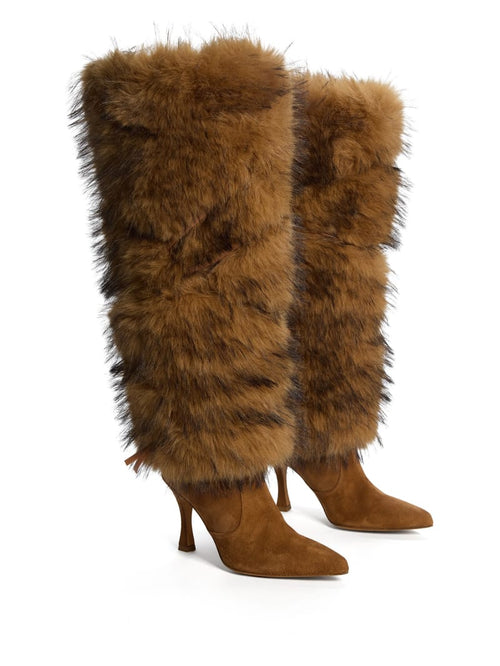 shearling high boots