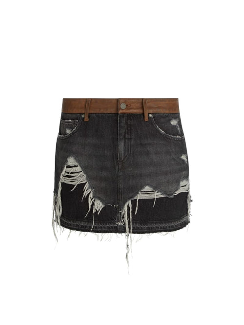 layer denim skirt