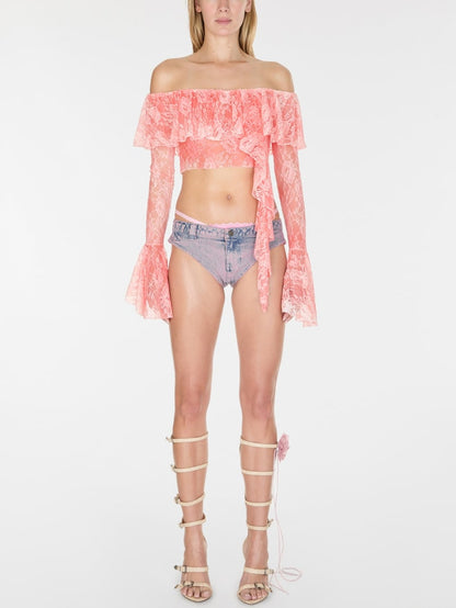 off-the-shoulder lace top
