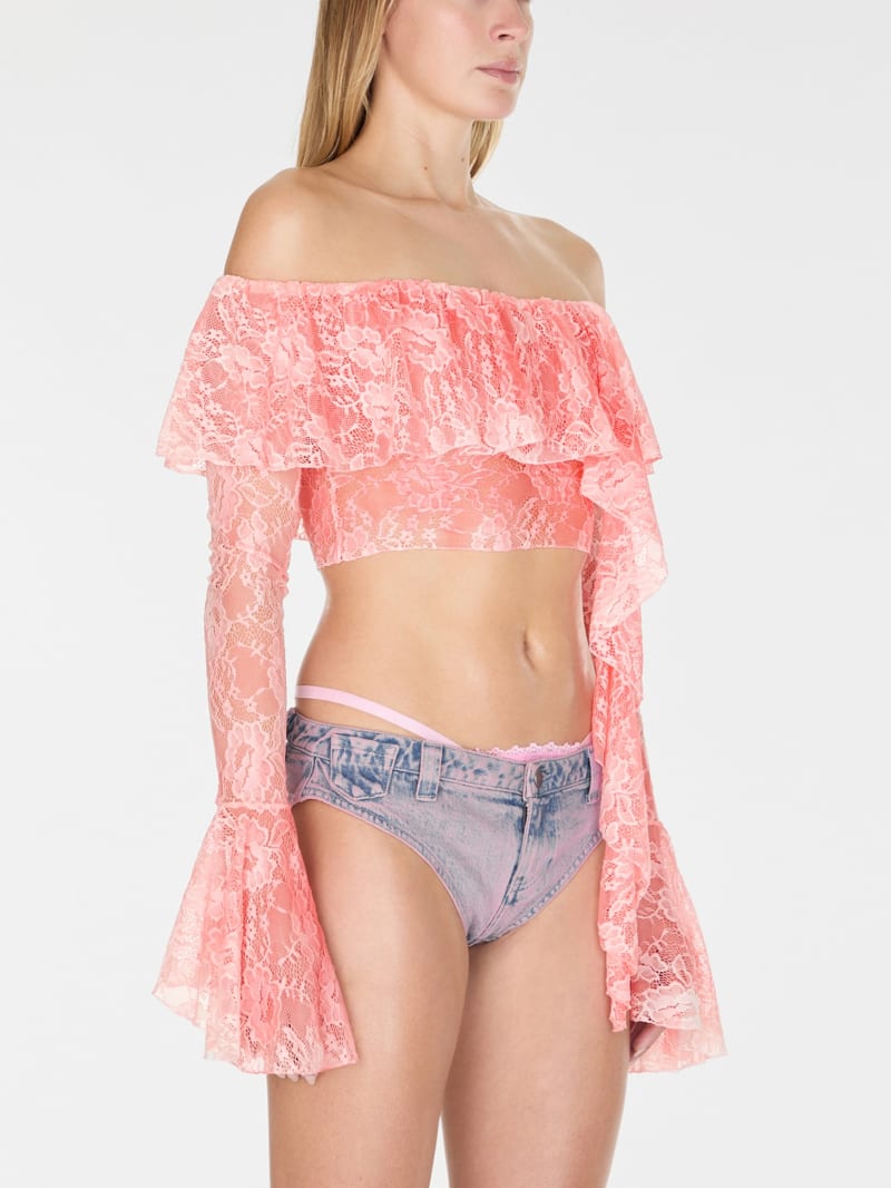 off-the-shoulder lace top
