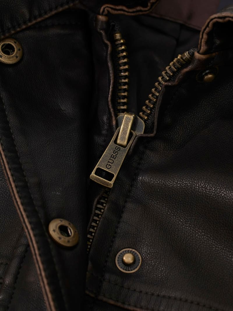 Faux leather cropped jacket