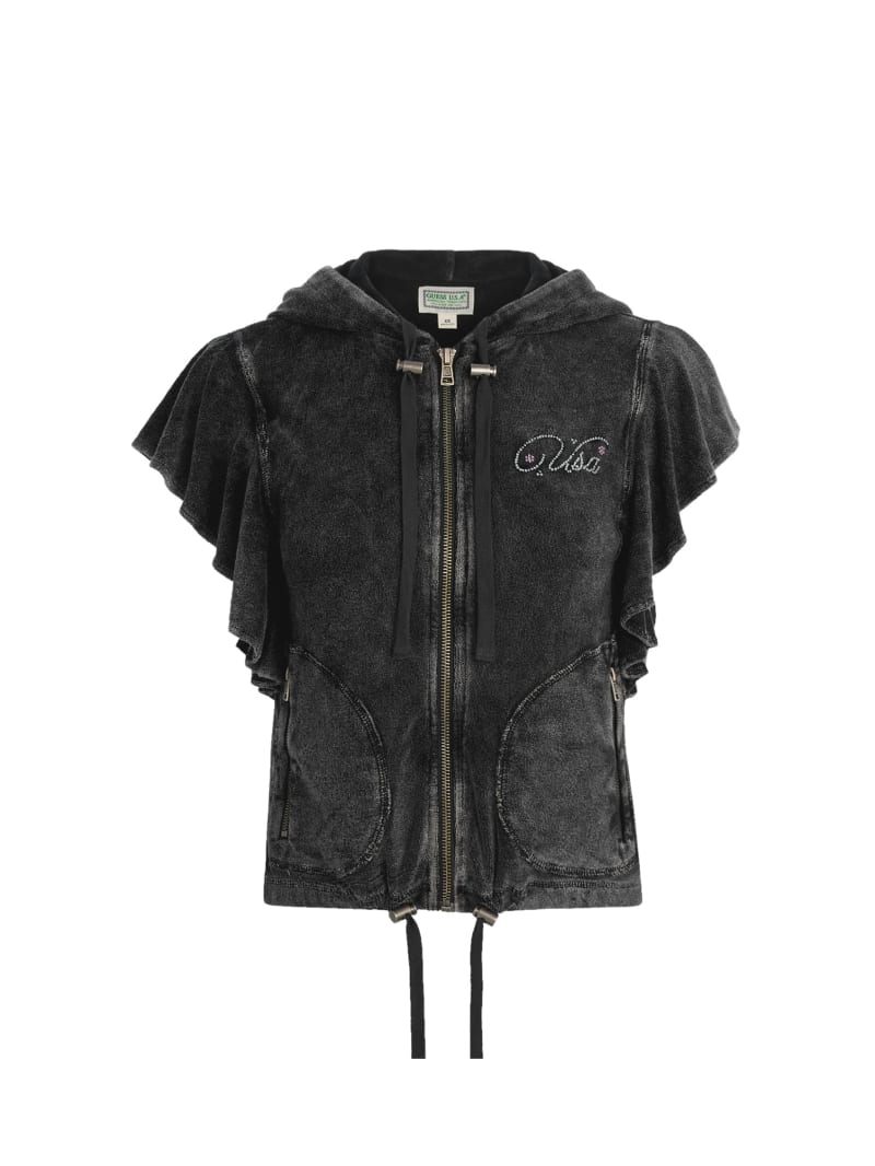Ruffled hooded vest