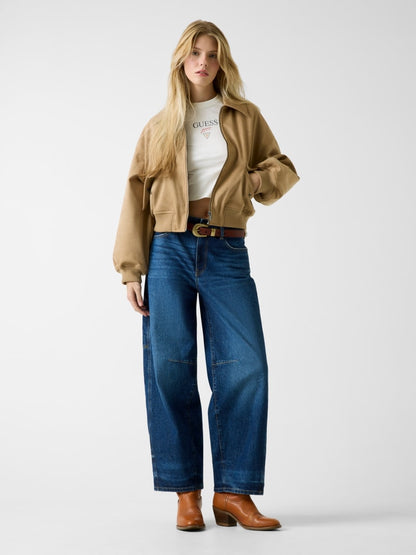 Faux suede bomber jacket