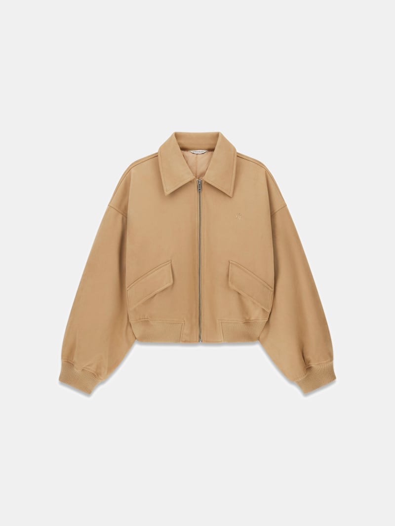Faux suede bomber jacket