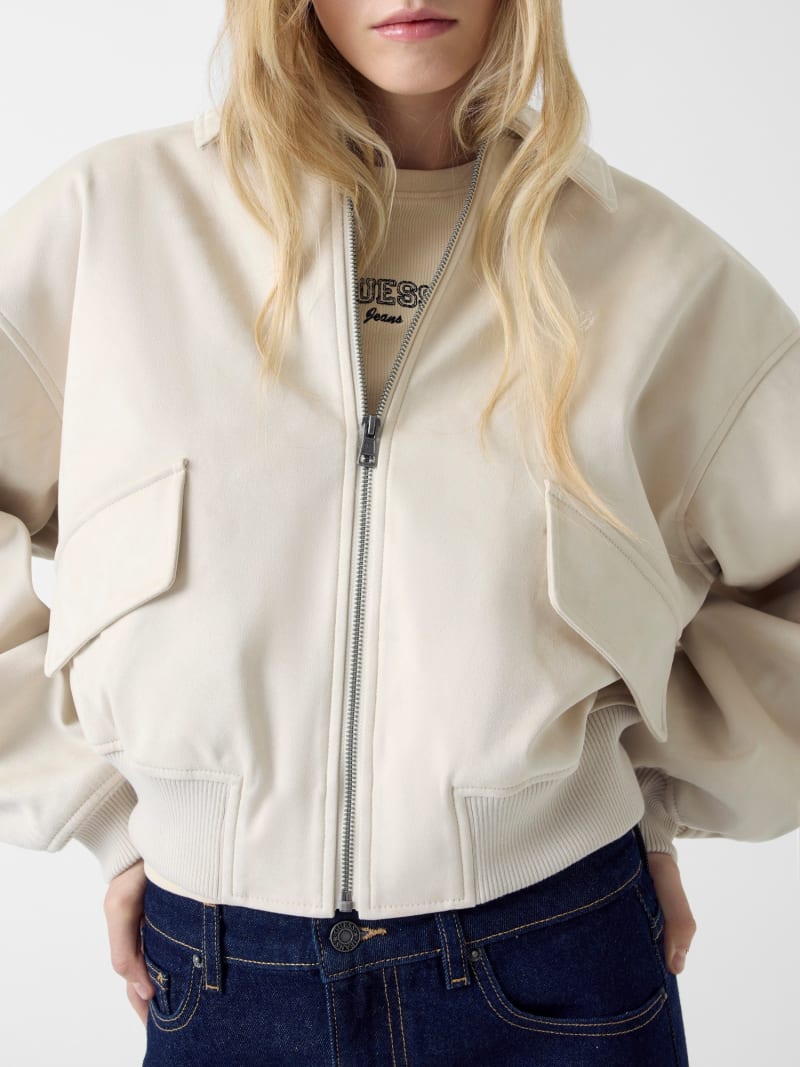 Faux suede bomber jacket