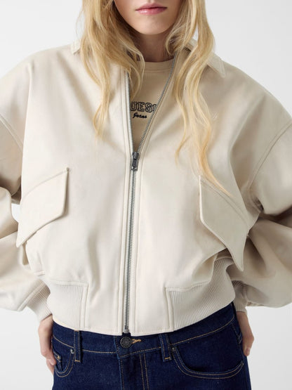 Faux suede bomber jacket