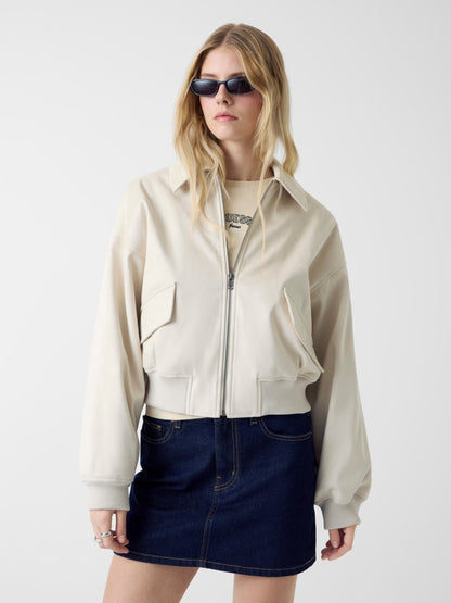 Faux suede bomber jacket