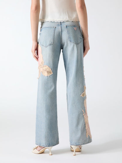 Flowers wide-leg jeans