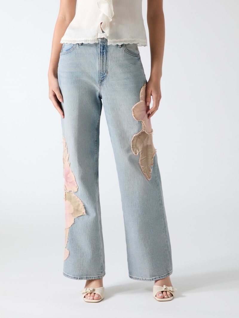 Flowers wide-leg jeans