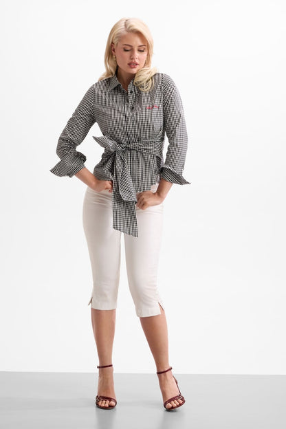 Printed bow shirt