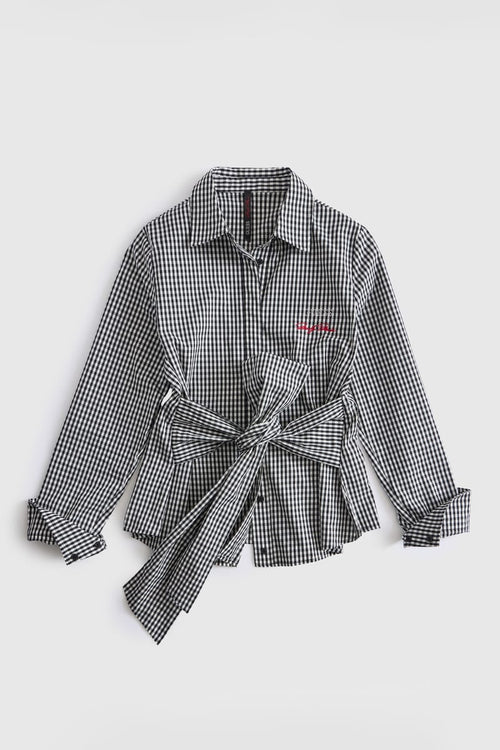 Printed bow shirt