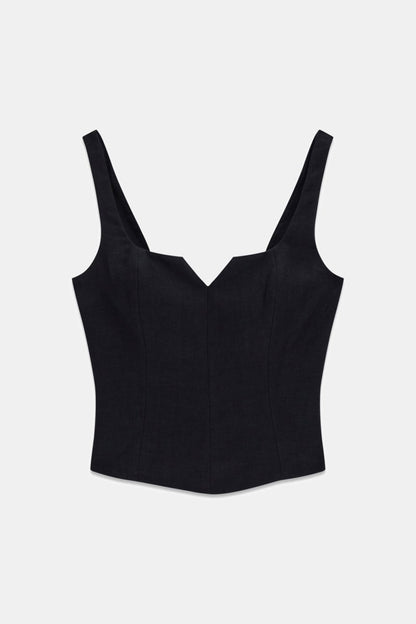 Open-back linen top
