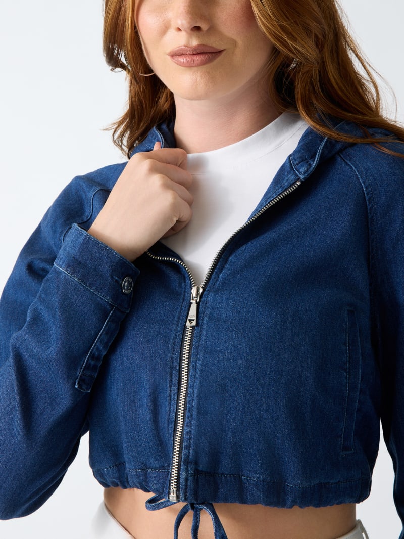 Cropped denim hoodie