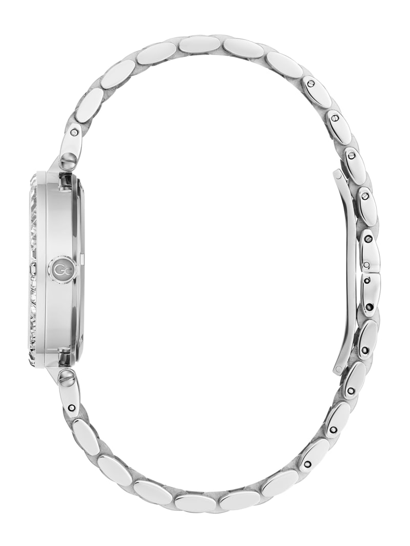 Gc Silver-Tone and Pink Multifunctional Watch