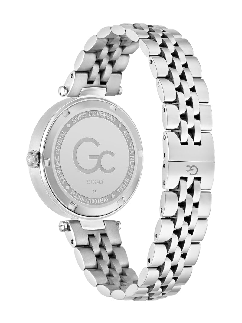 Gc Silver-Tone and Pink Multifunctional Watch